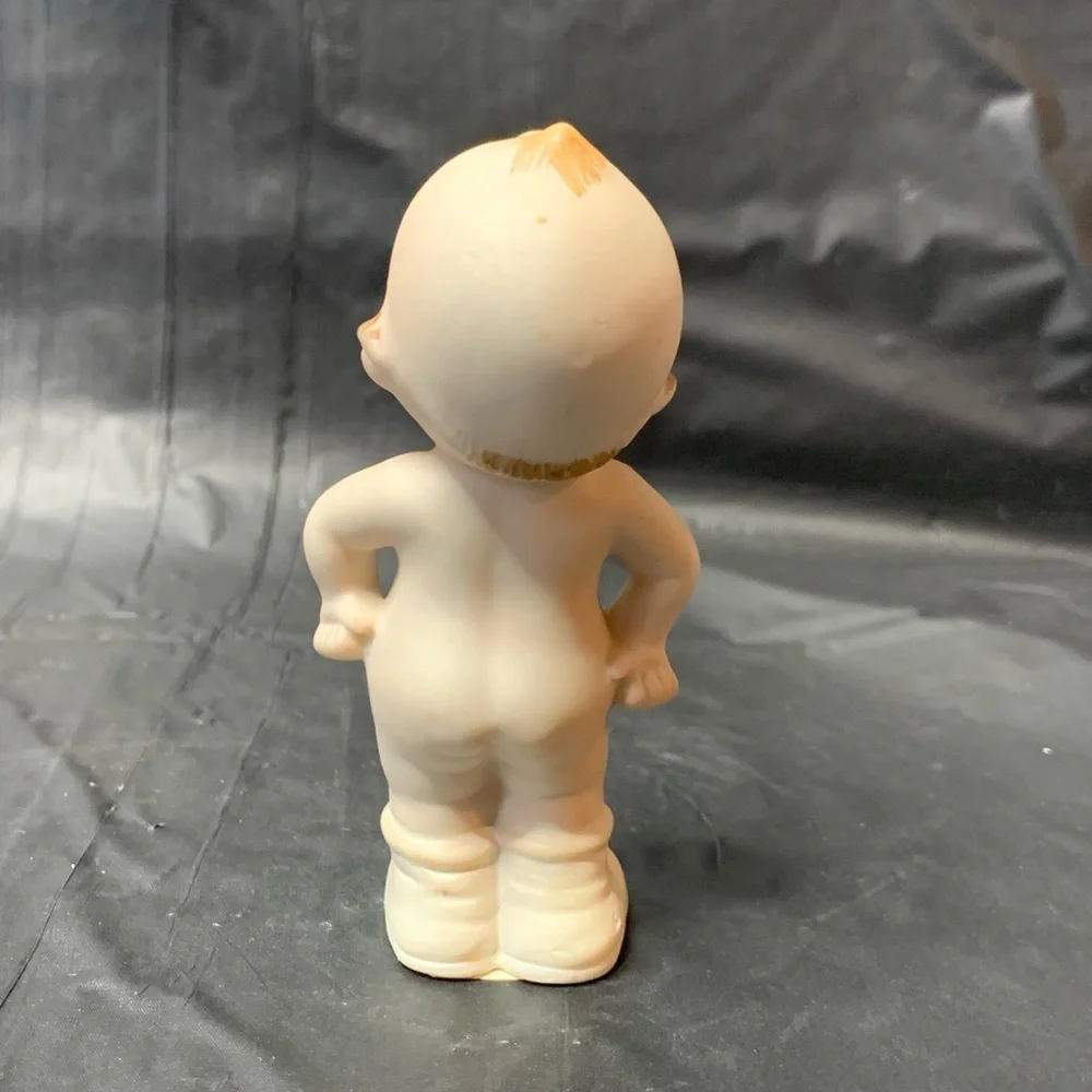 Kewpie Porcelain Baby Beige Chubby Belly and Shoes Vintage Collectable Big Eyes